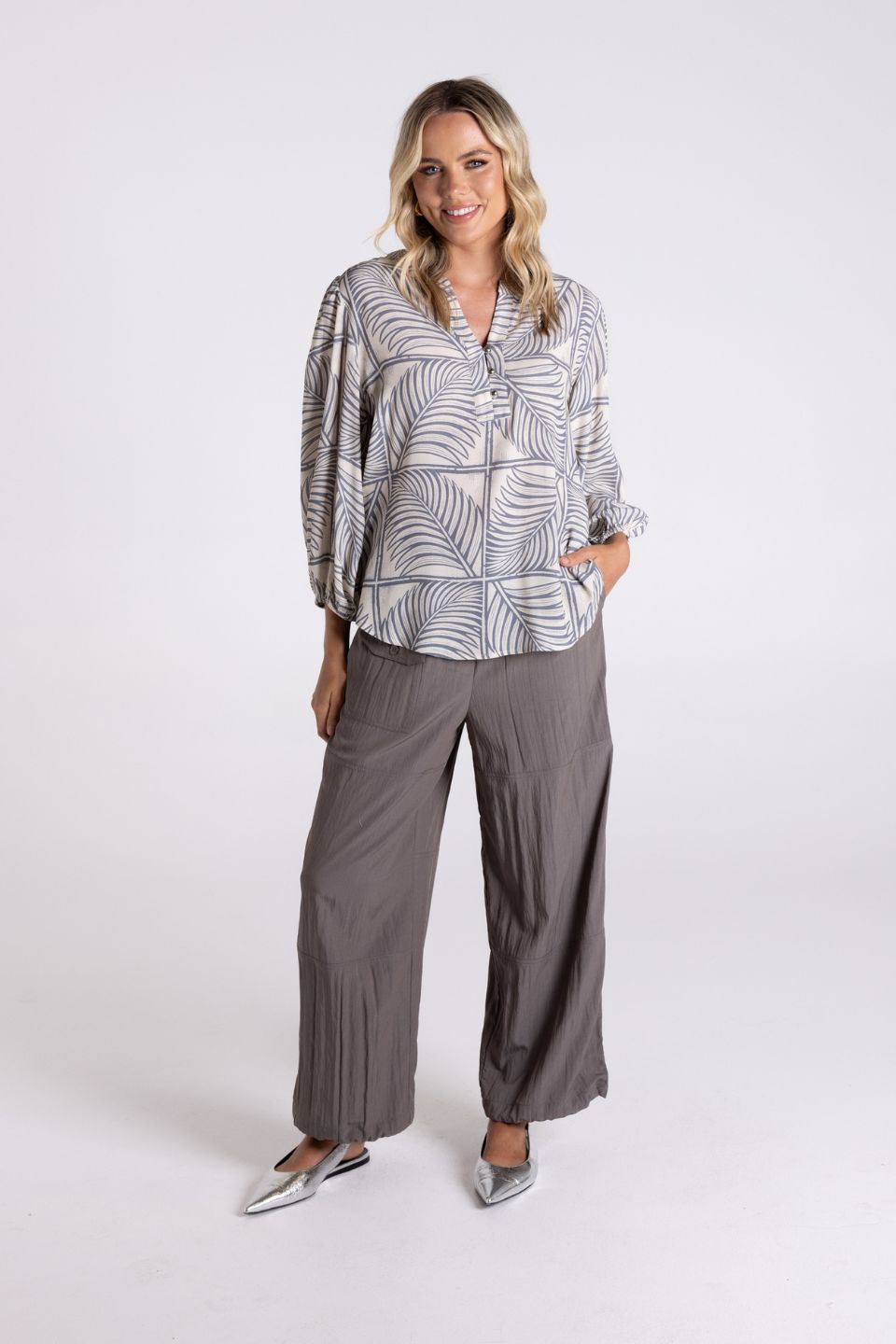 Fern Print 7/8 Sleeve Top