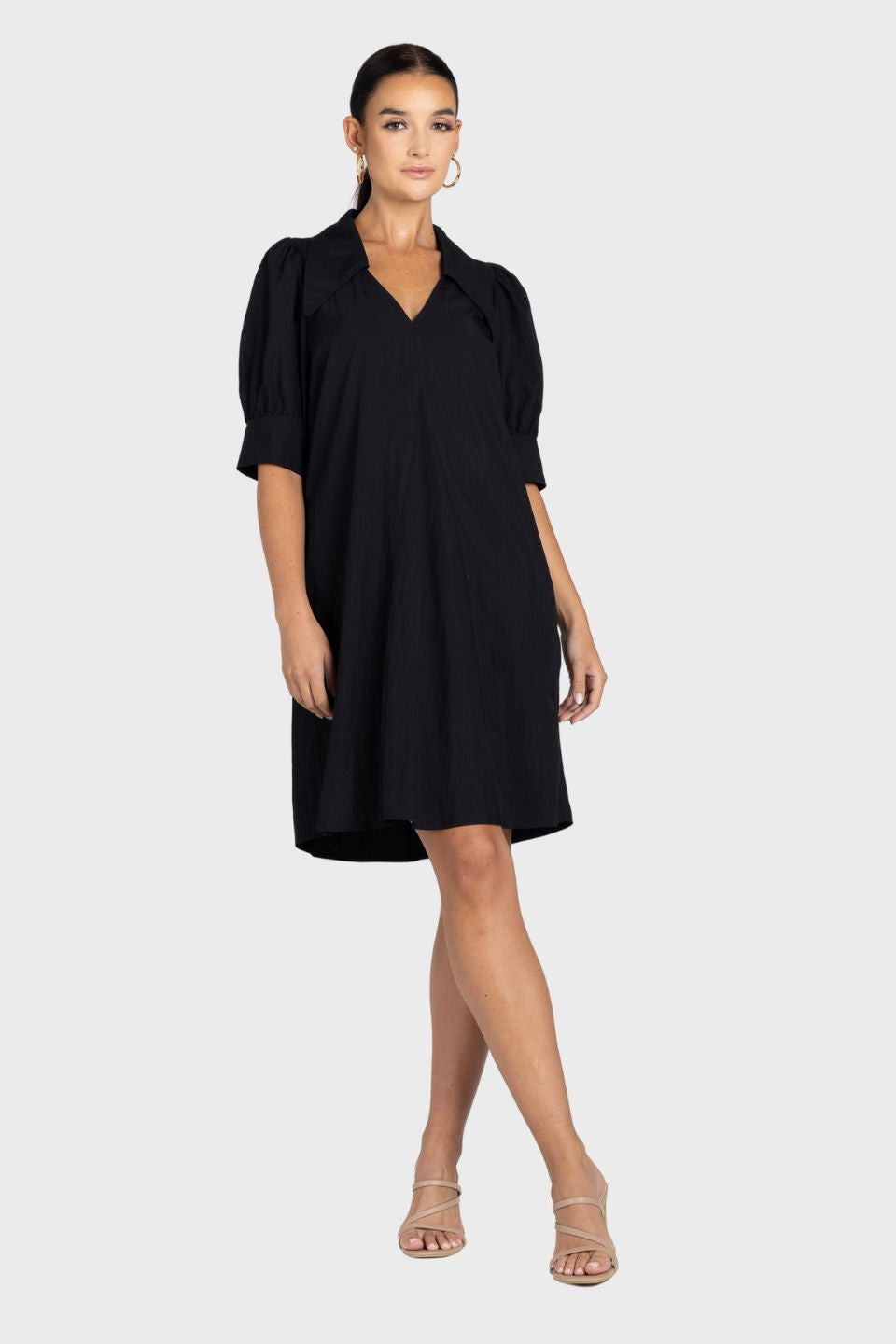 V Neck Dress With Collar