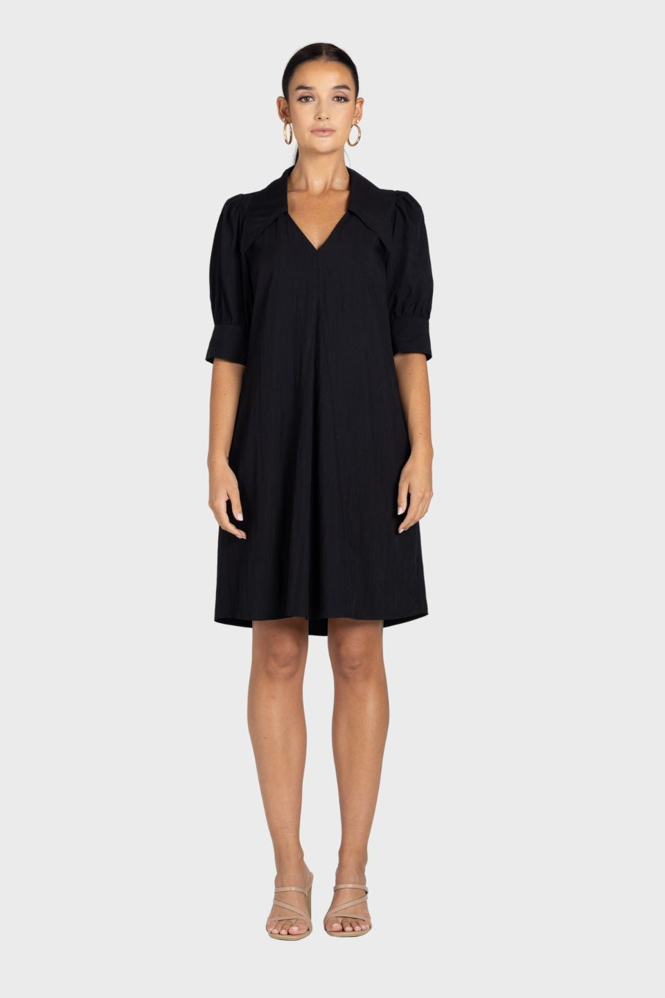 V Neck Dress With Collar