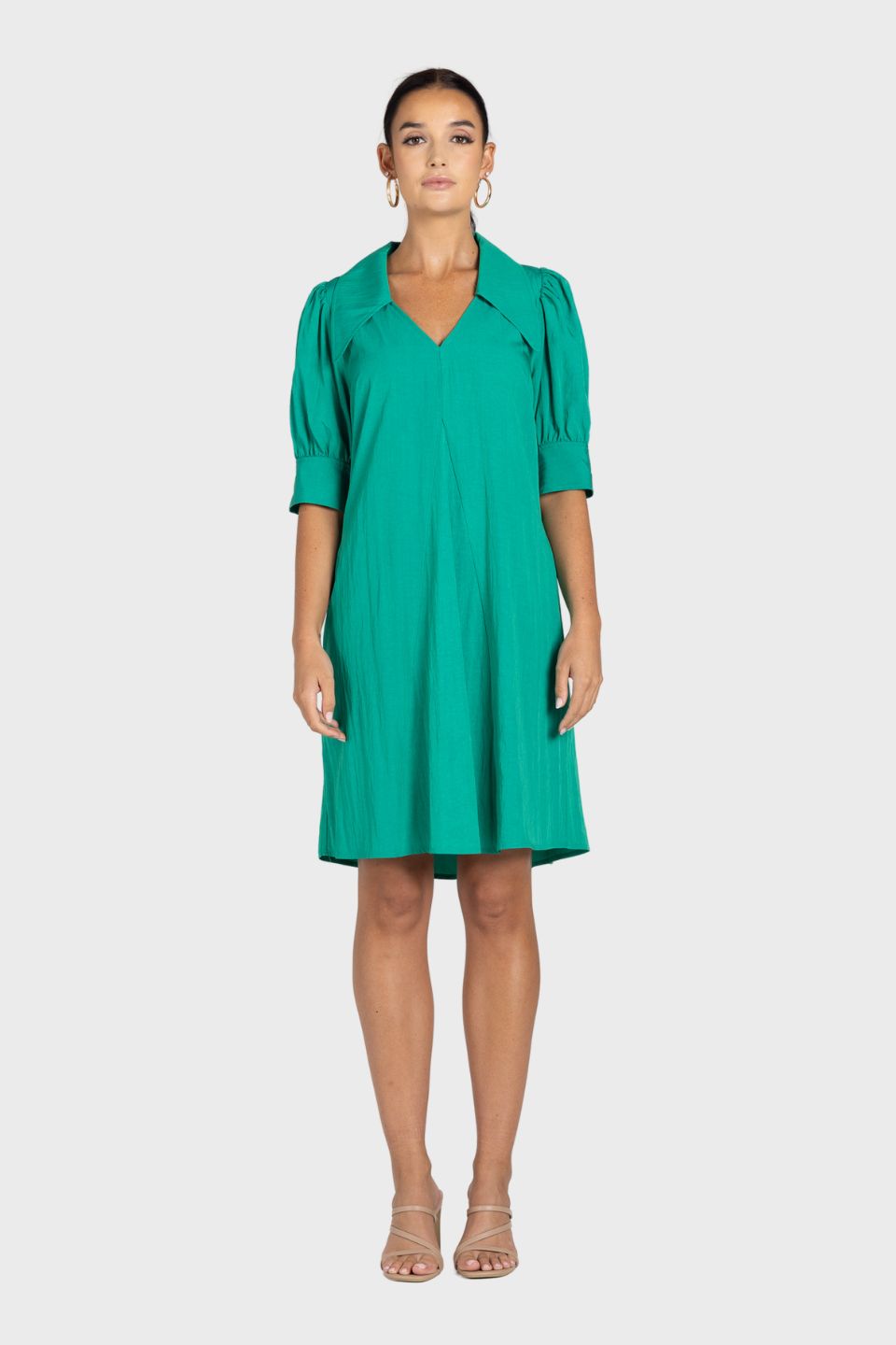 V Neck Dress With Collar