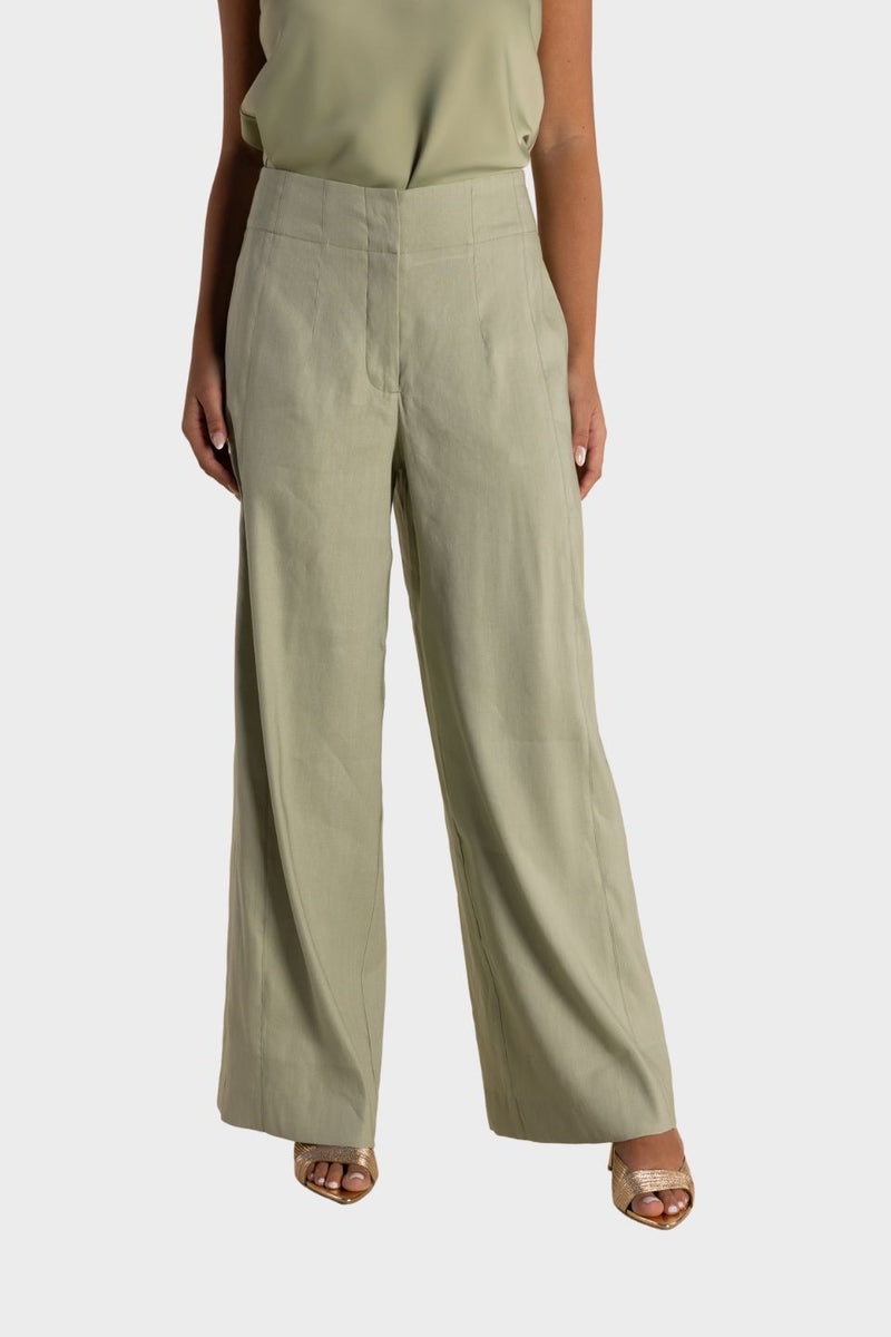 Linen Mix Wide Leg Pant