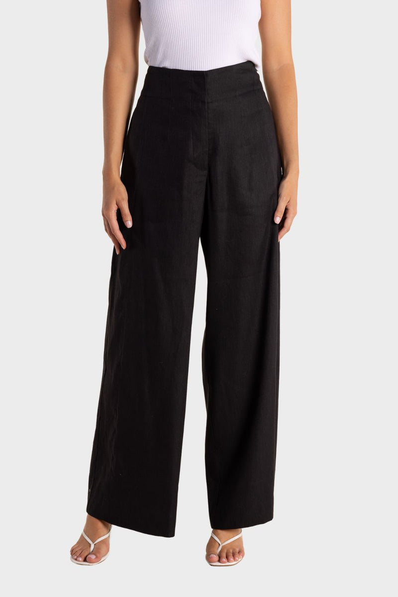 Linen Mix Wide Leg Pant
