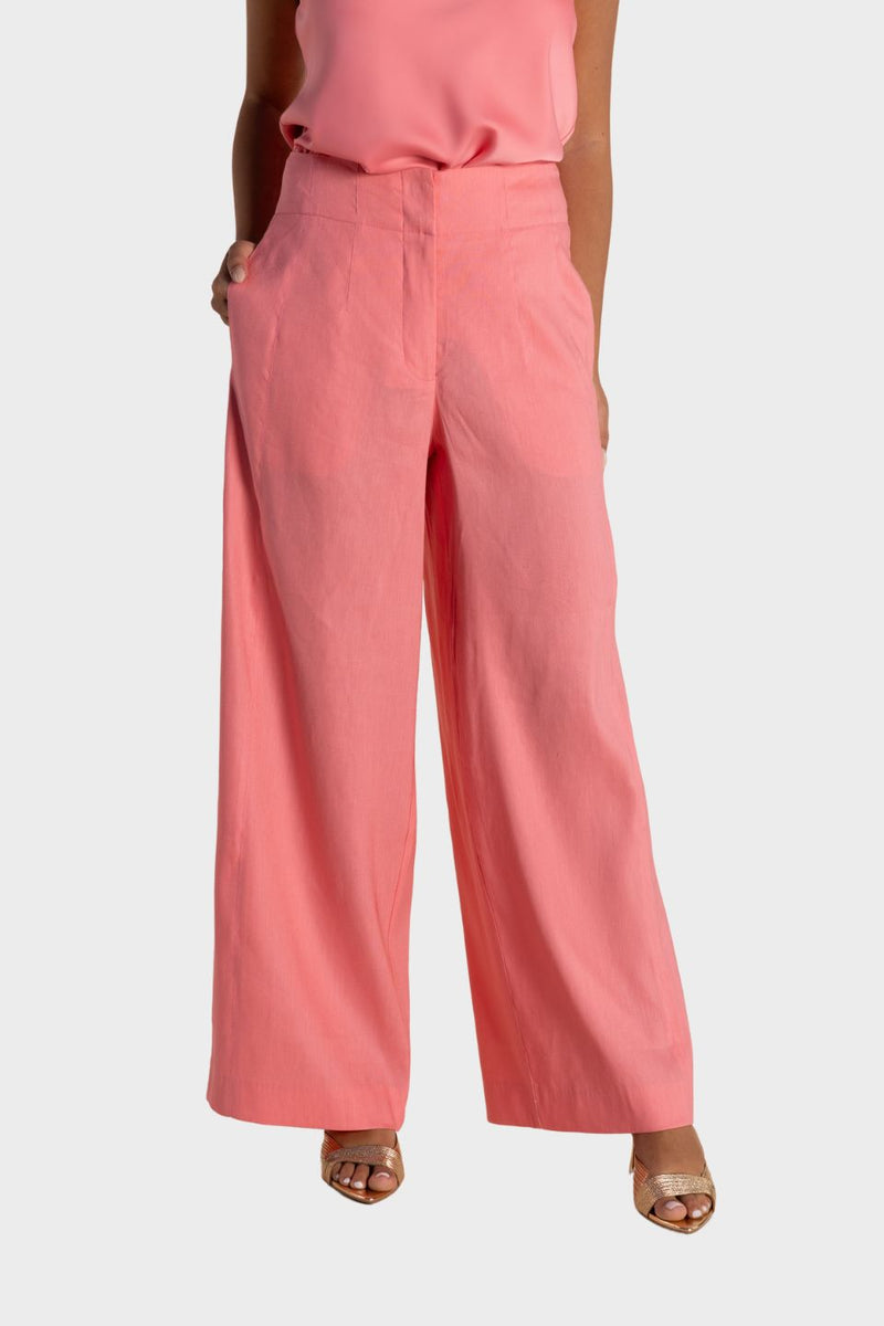 Linen Mix Wide Leg Pant