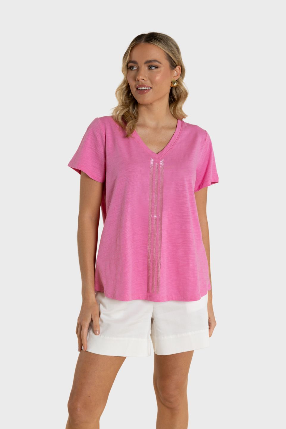 Vertical Stripe Sequin T-Shirt