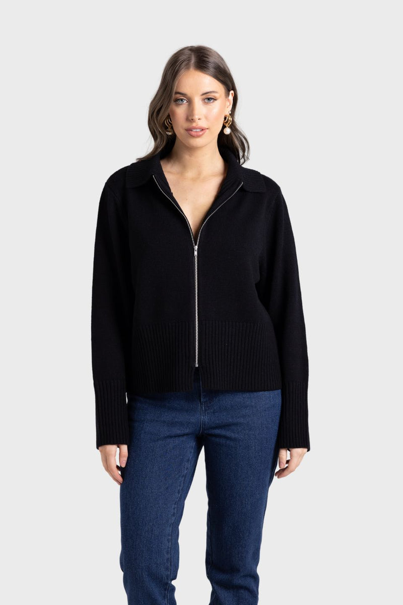 Merino/Cotton Zip Through Cardigan