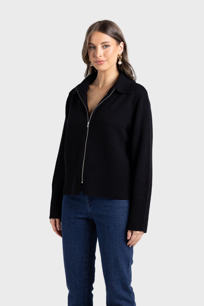 Merino/Cotton Zip Through Cardigan