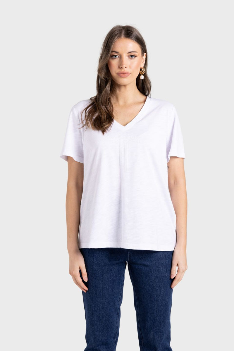 V Neck Sequin T-Shirt