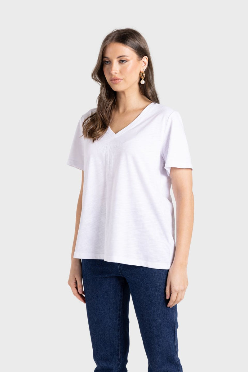 V Neck Sequin T-Shirt
