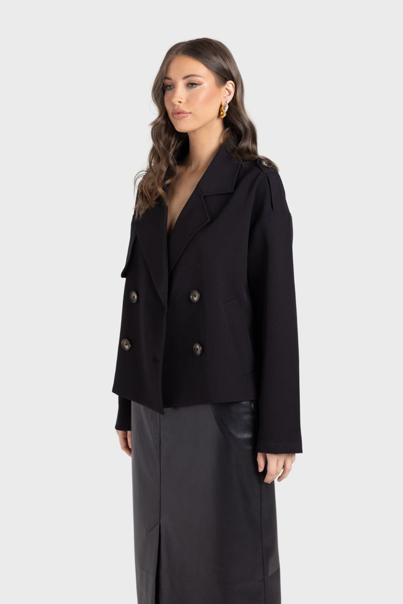 Dropped Shoulder Cropped Trench