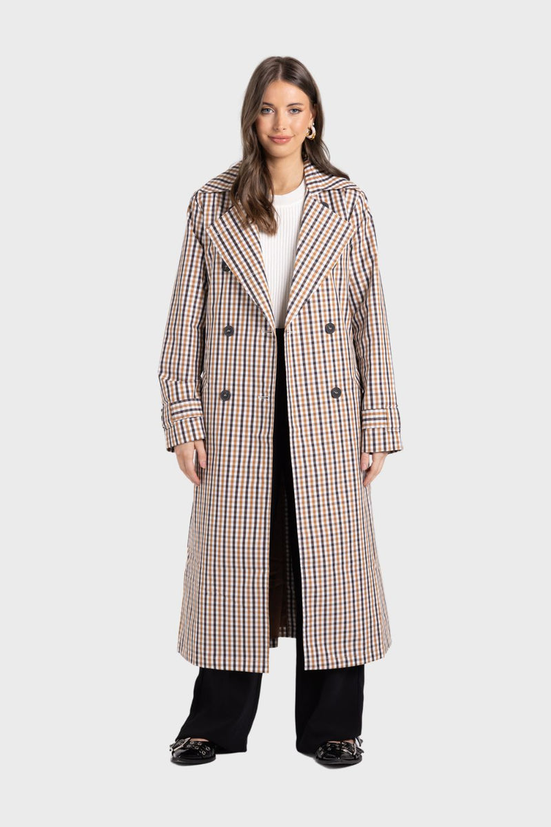 Checked Trench Coat