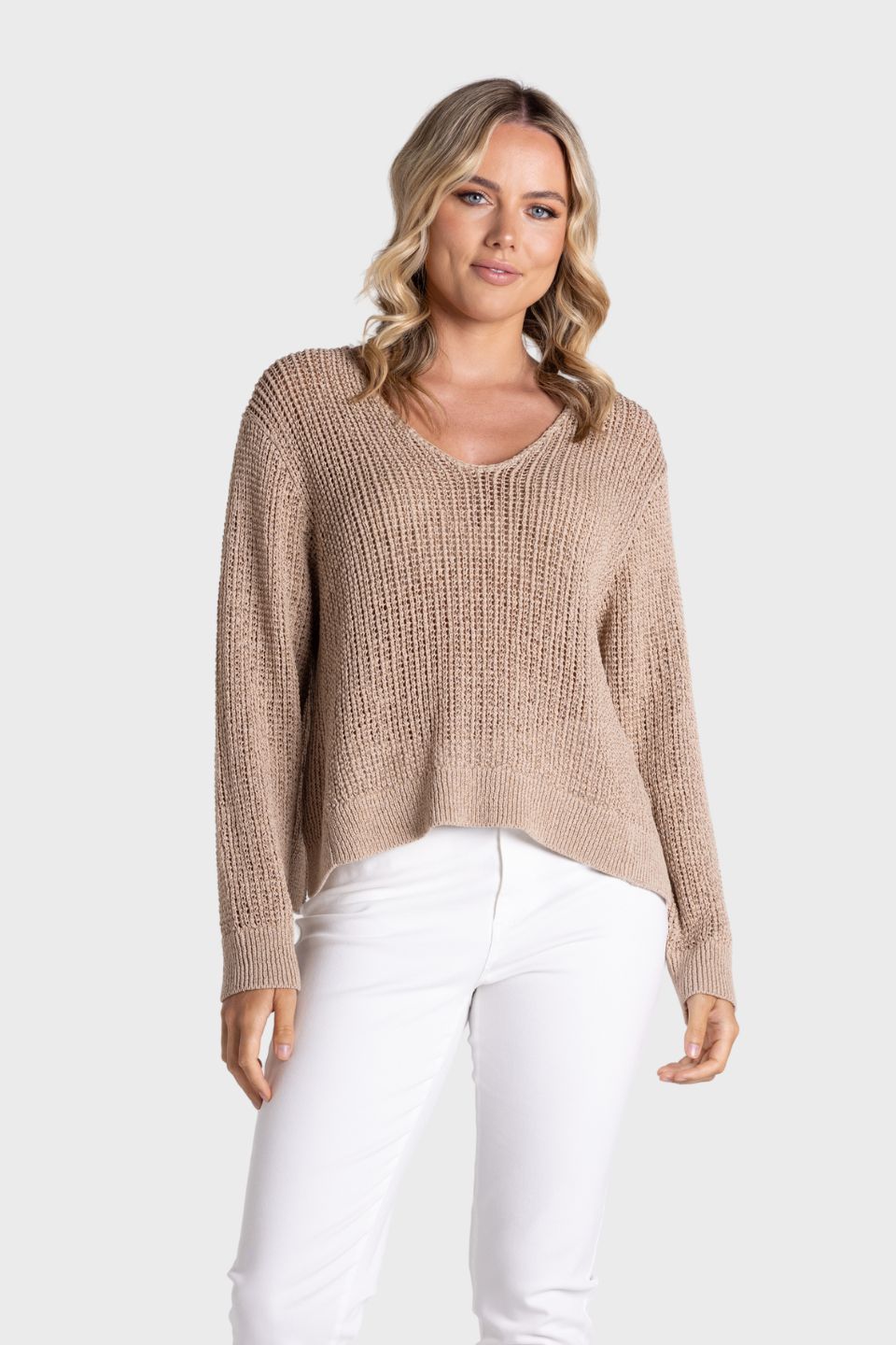 Tape Yarn V-Neck Sweater