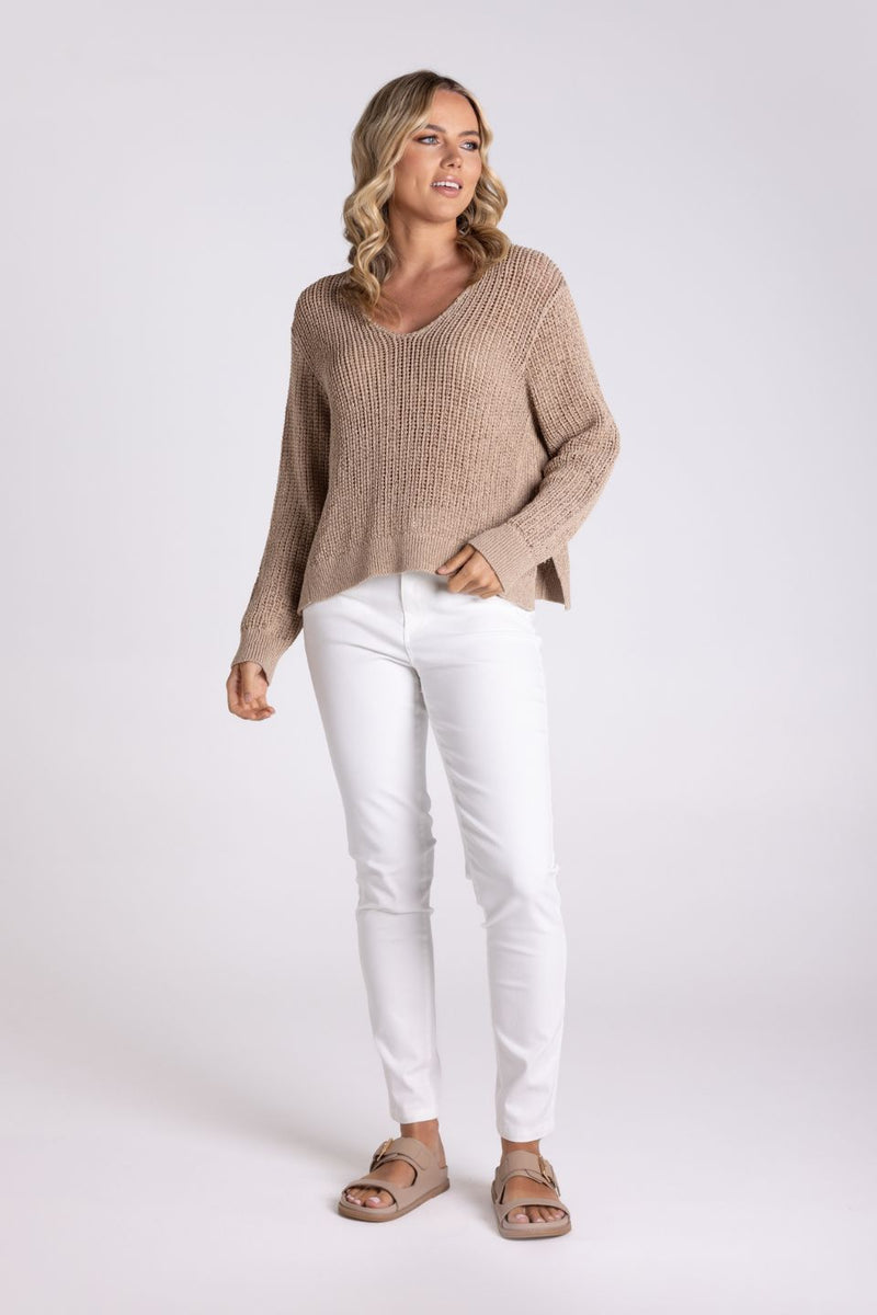 Tape Yarn V-Neck Sweater