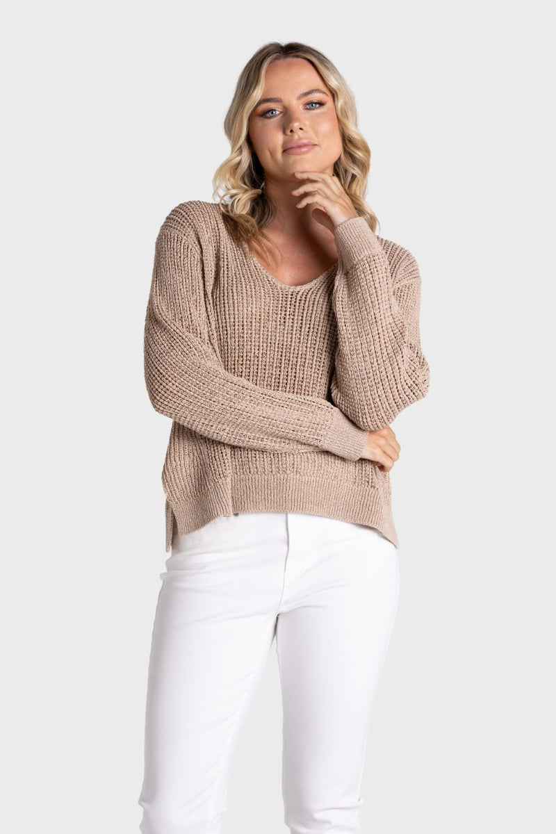 Tape Yarn V-Neck Sweater