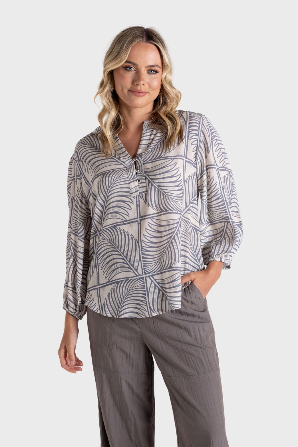 Fern Print 7/8 Sleeve Top
