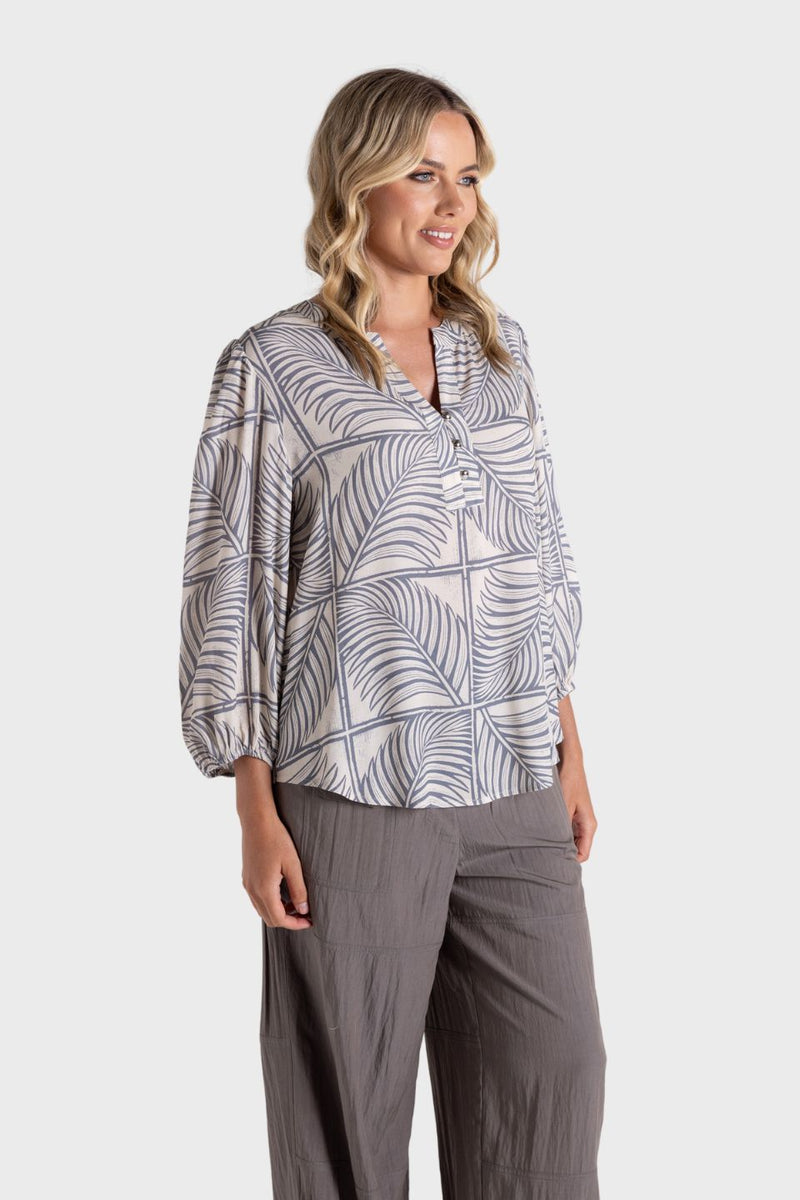 Fern Print 7/8 Sleeve Top