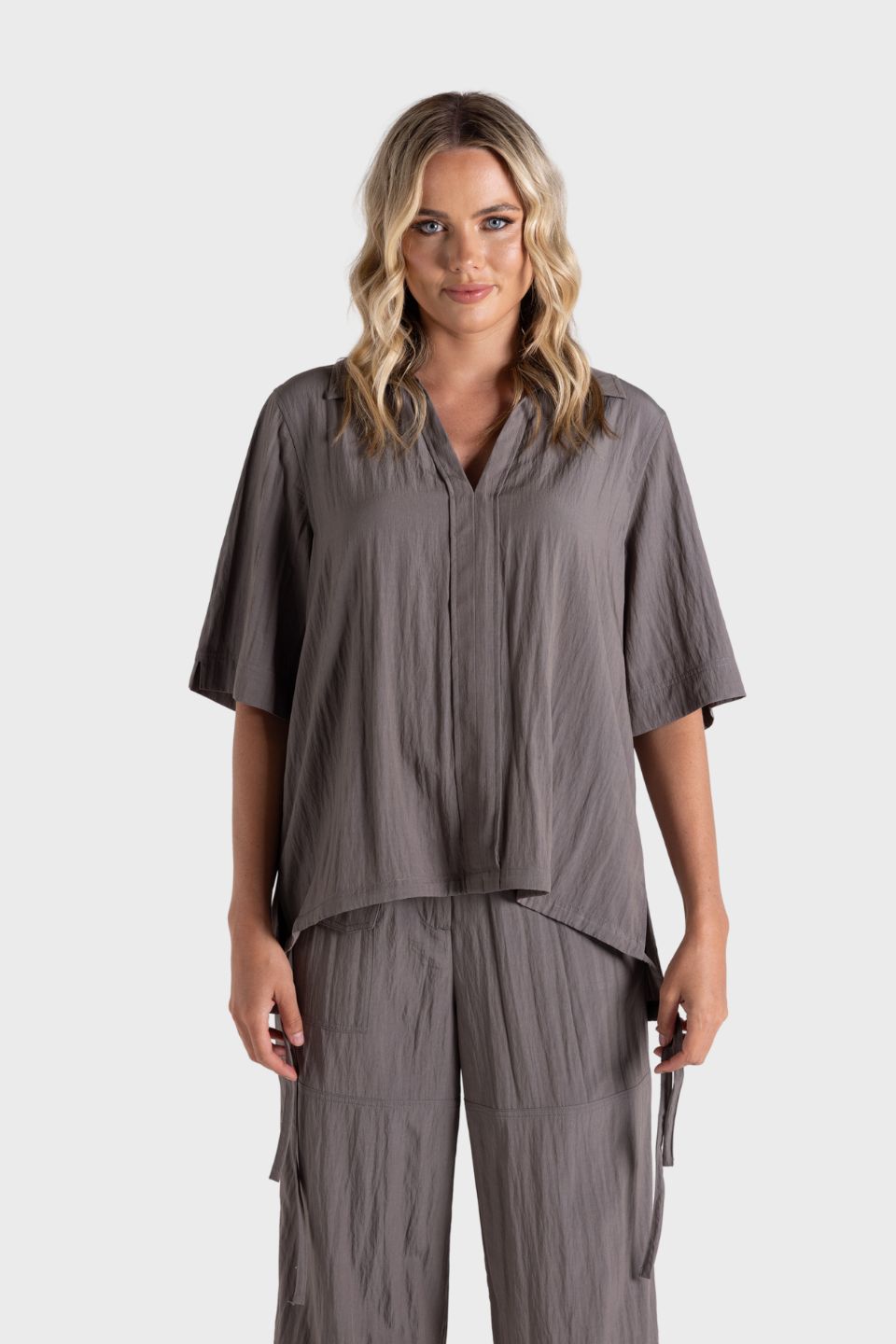Crinkle Short Sleeve Top