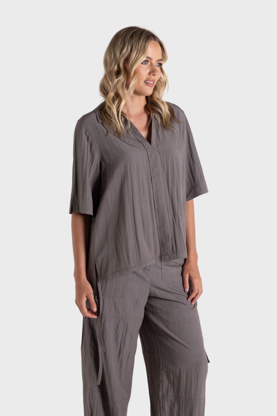 Crinkle Short Sleeve Top