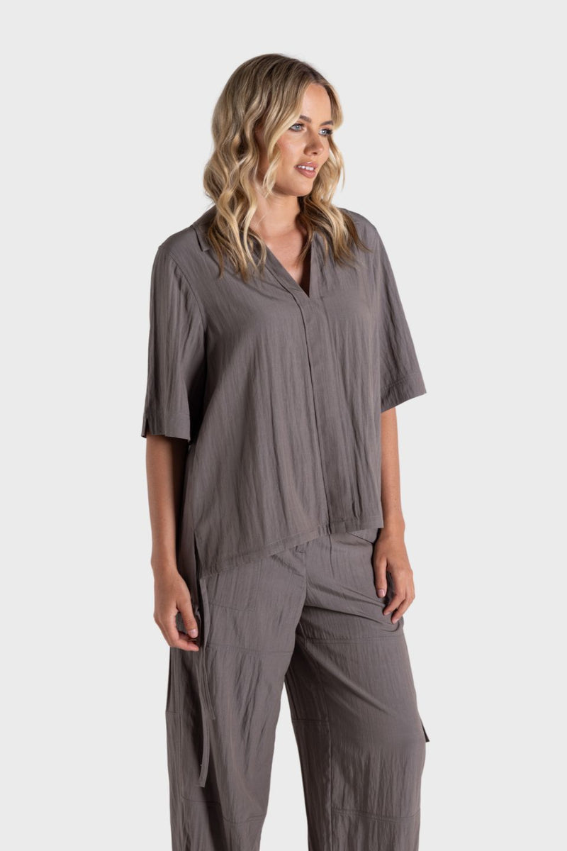 Crinkle Short Sleeve Top