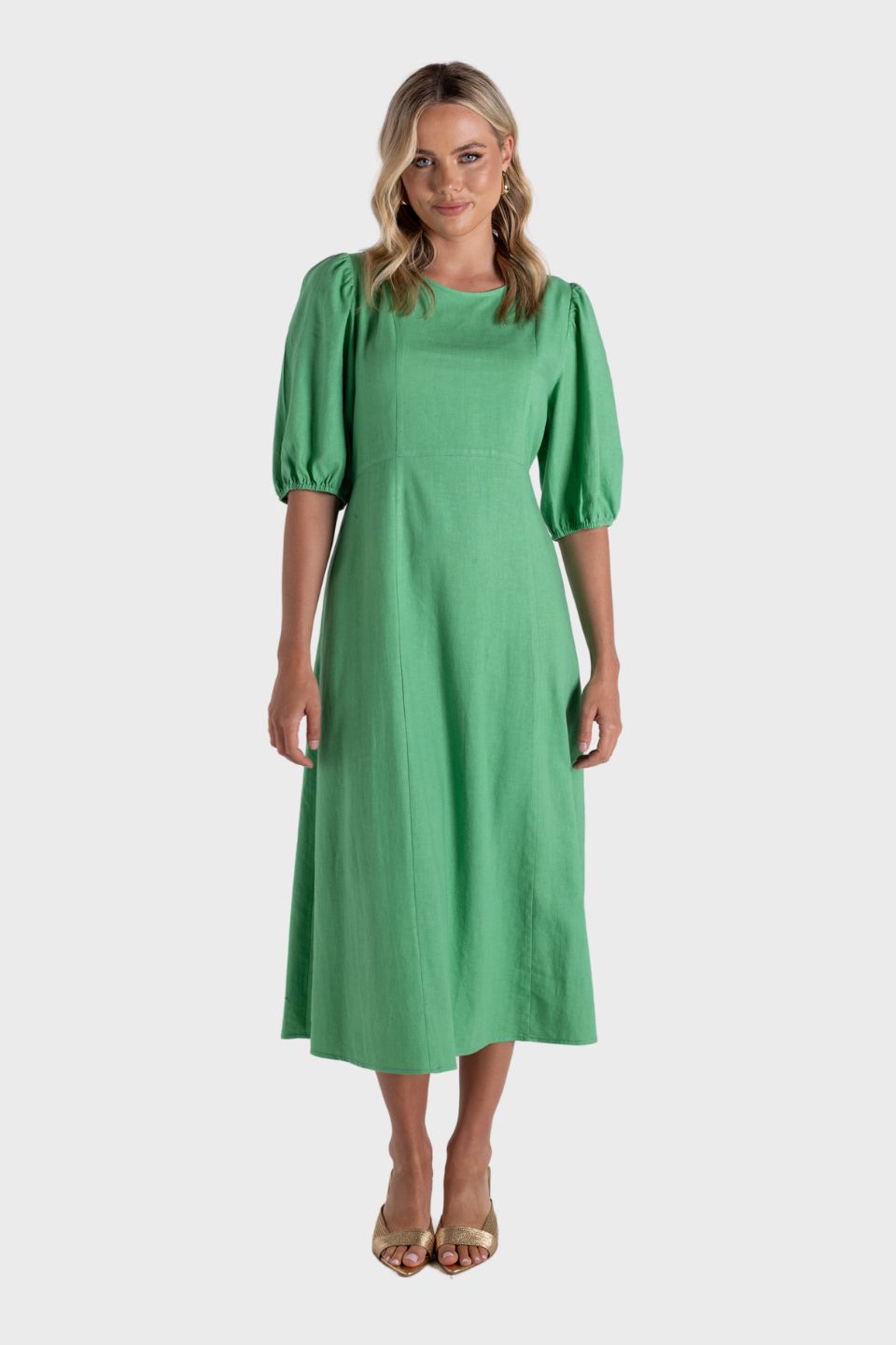 Linen Viscose Midi Dress