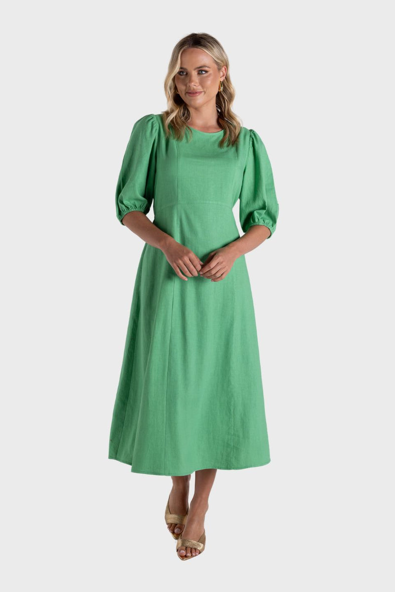 Linen Viscose Midi Dress