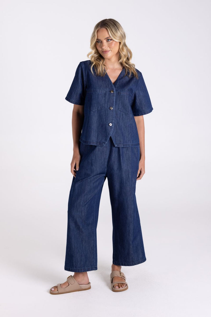 Denim Short Sleeve Top