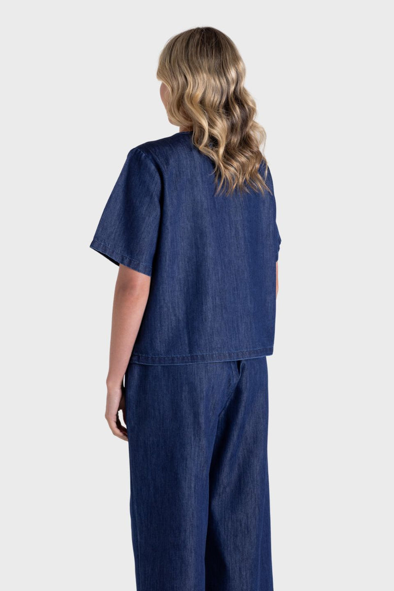 Denim Short Sleeve Top