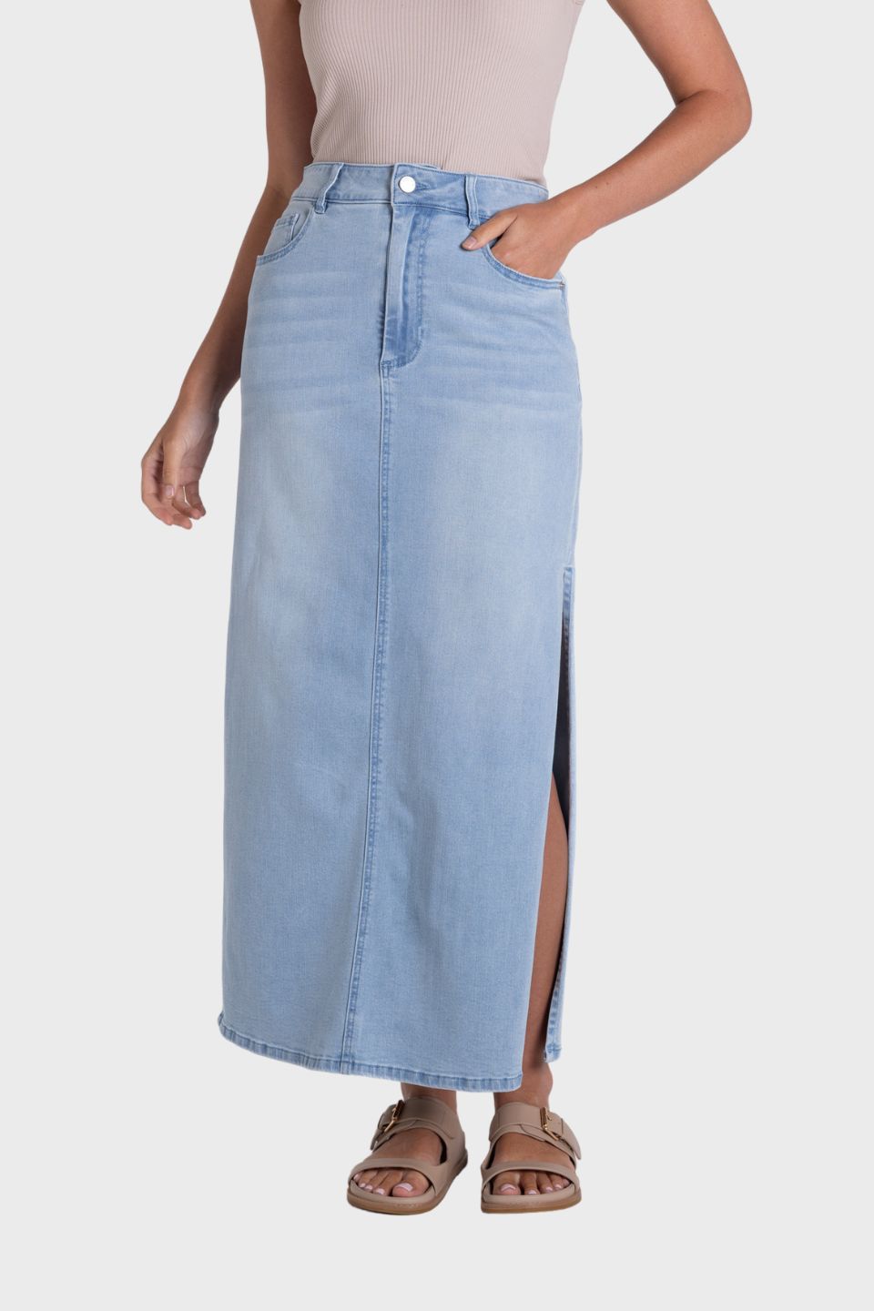 Jean Midi Skirt