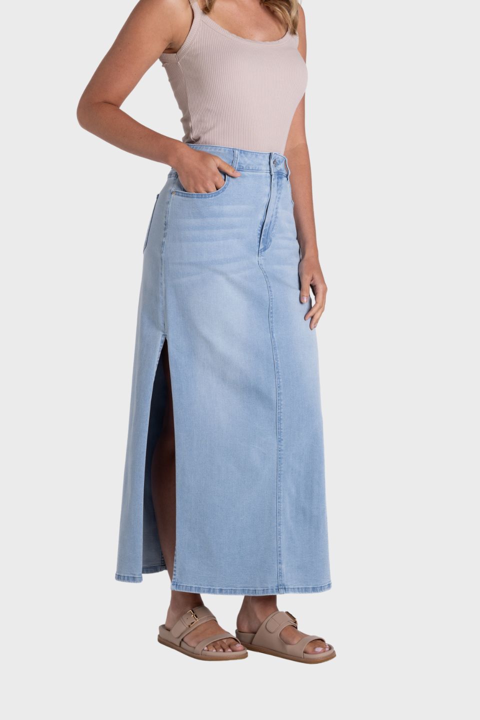 Jean Midi Skirt