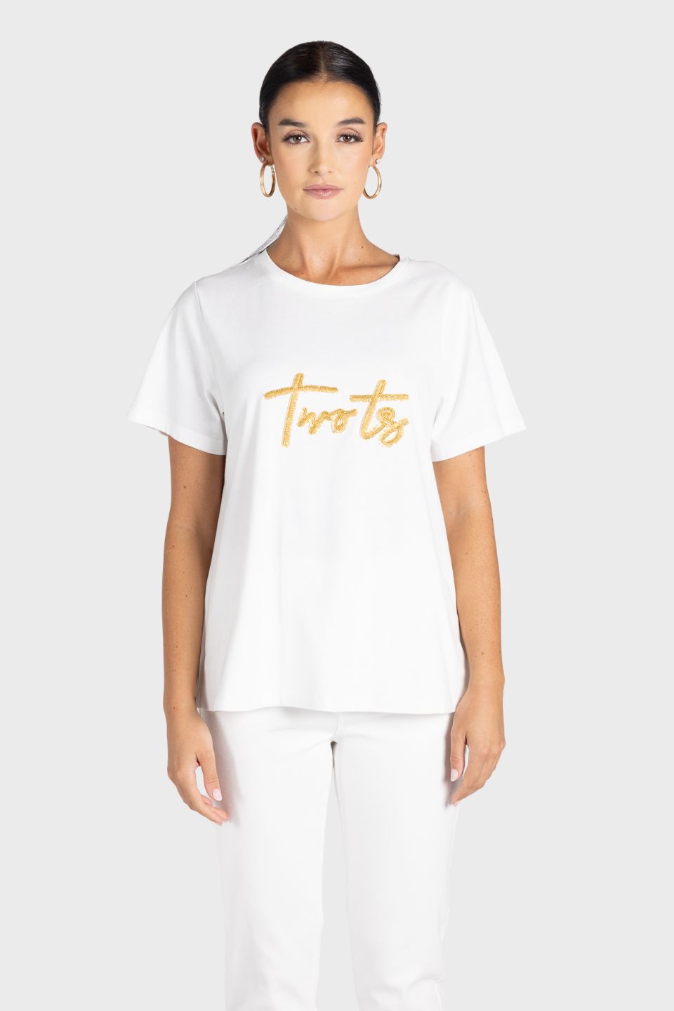 Crew-Neck Beaded T-Shirt