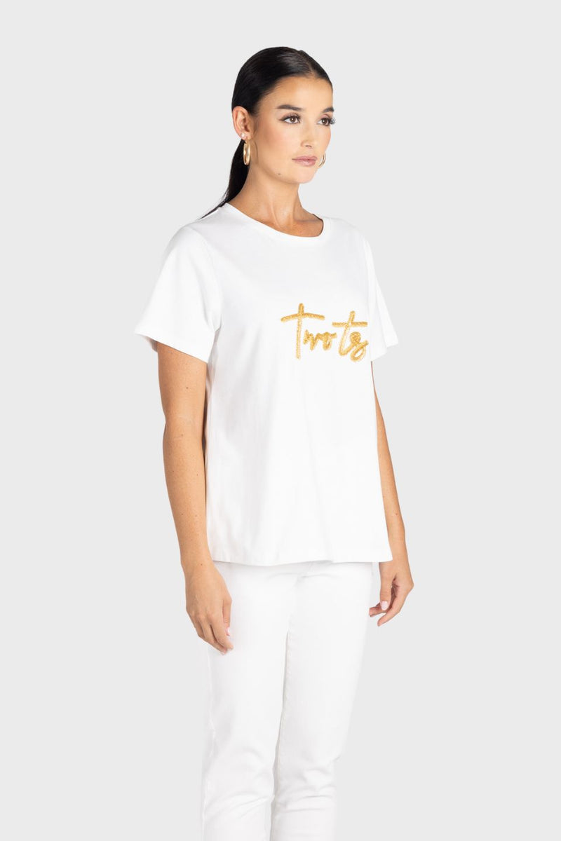 Crew-Neck Beaded T-Shirt