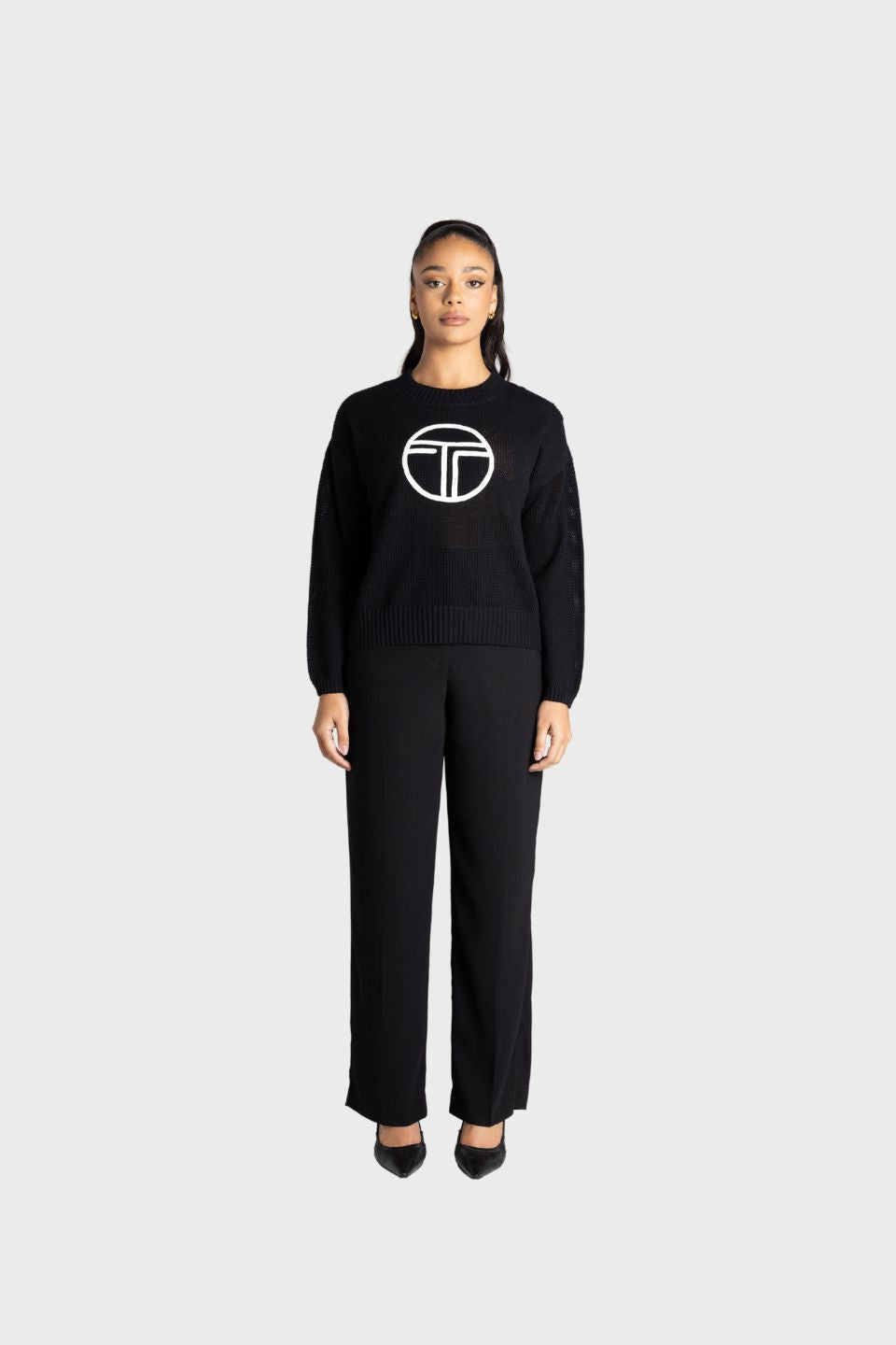 TT Logo Pointelle Knit Sweater