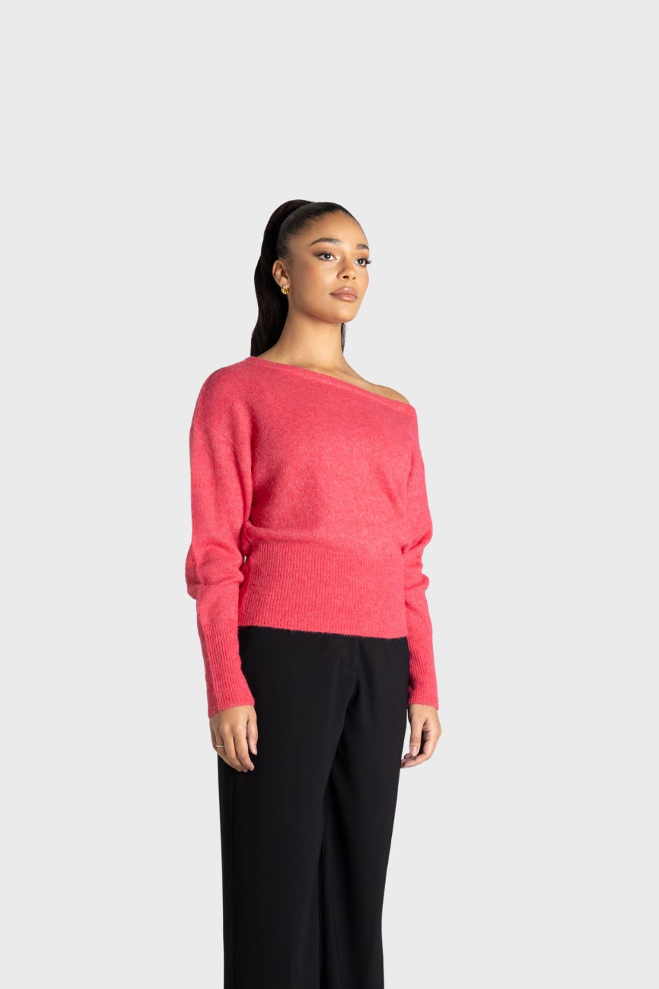 Off The Shoulder Fluffy Knit