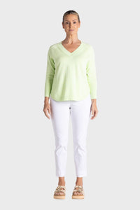 Raglan V Neck with Scoop Hem