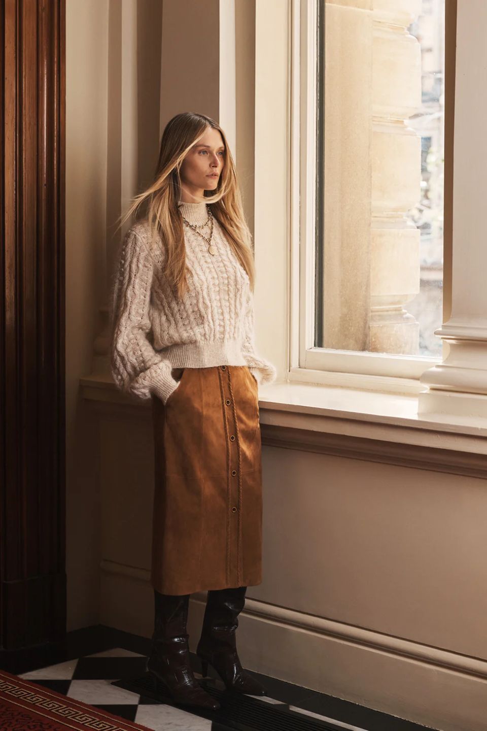Nola Suede Midi Skirt