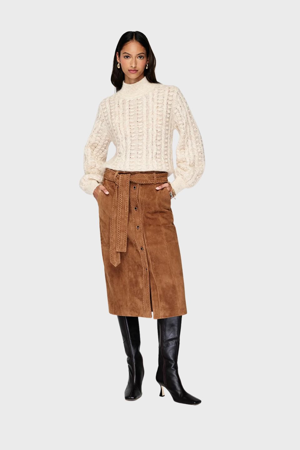 Nola Suede Midi Skirt