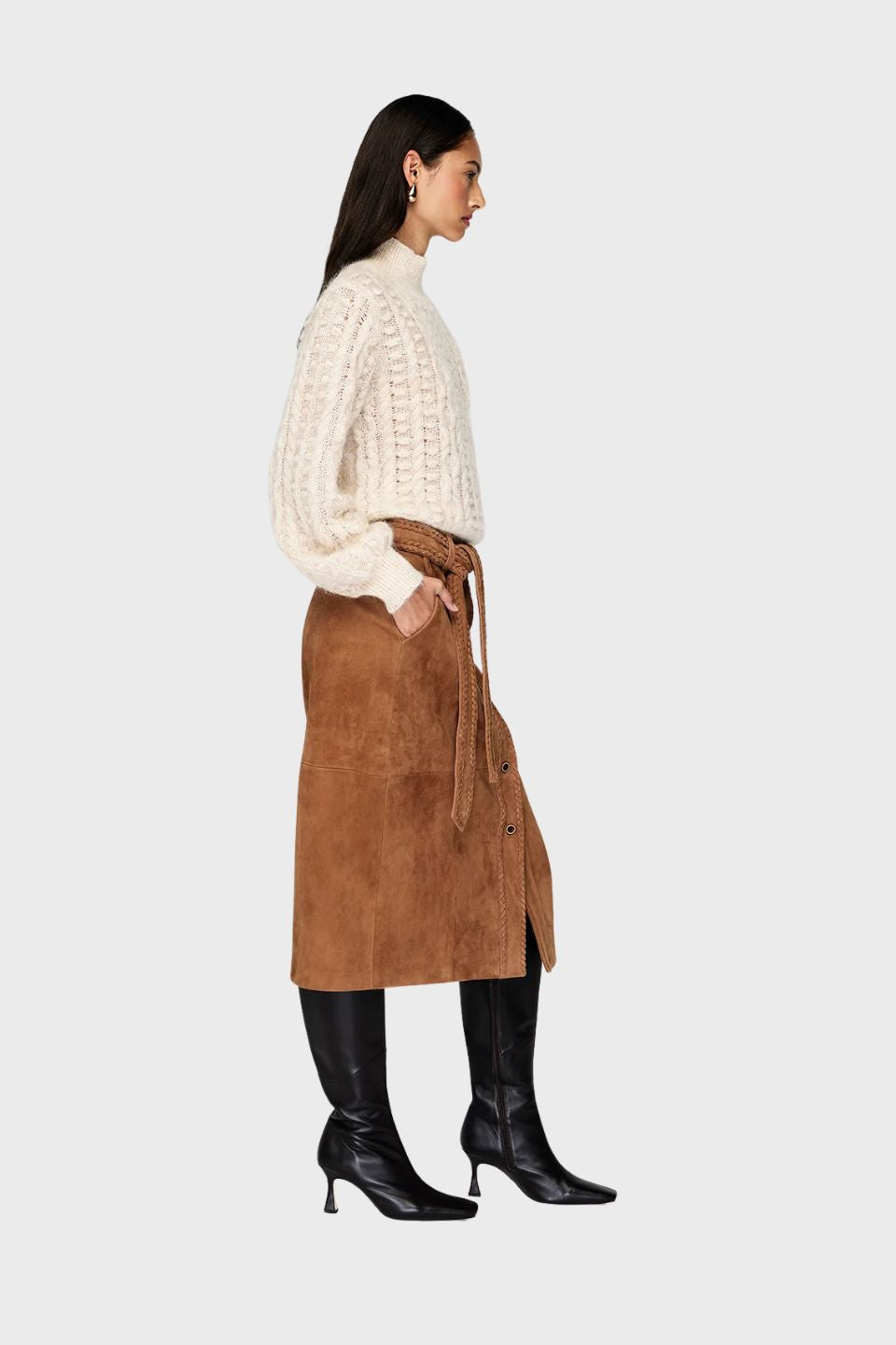 Nola Suede Midi Skirt