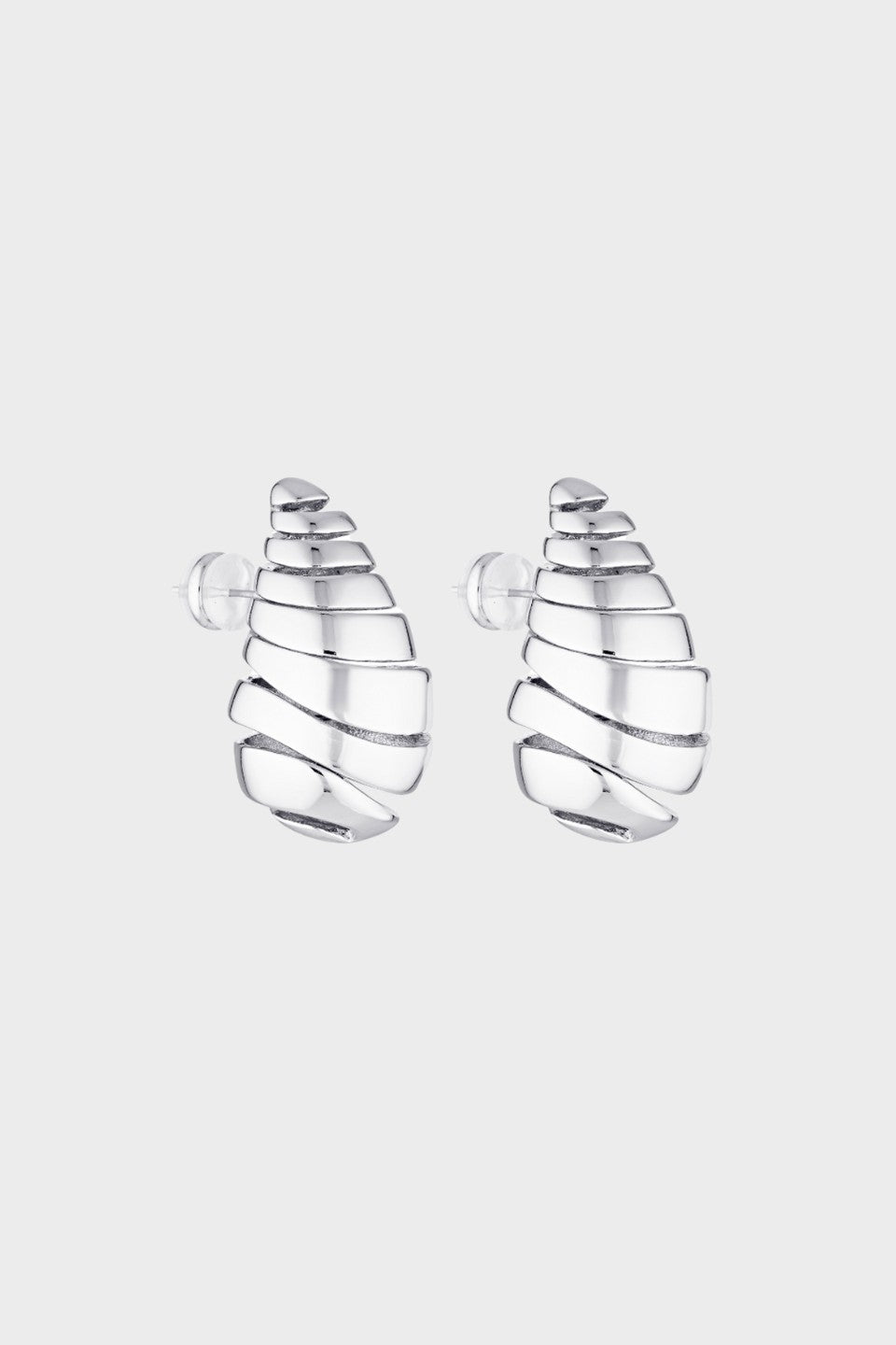 Blob Earrings - Spiral Silver