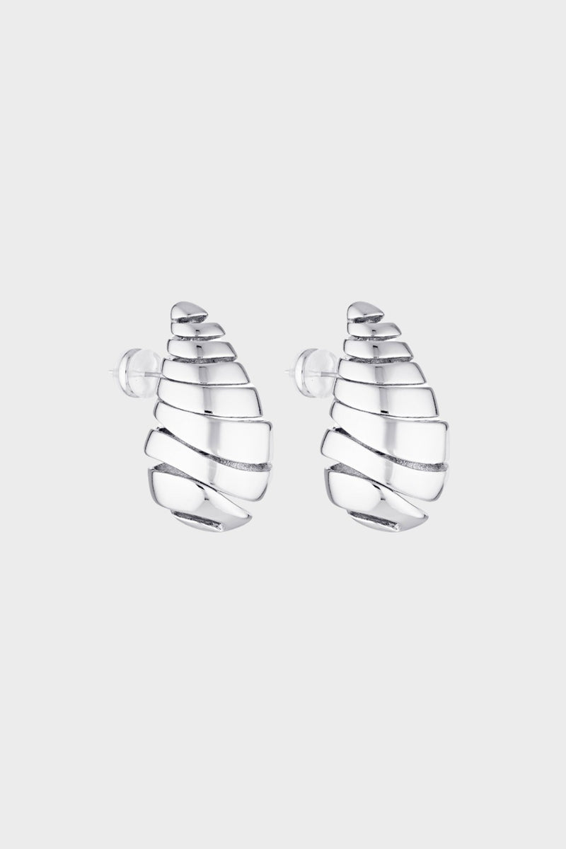 Blob Earrings - Spiral Silver