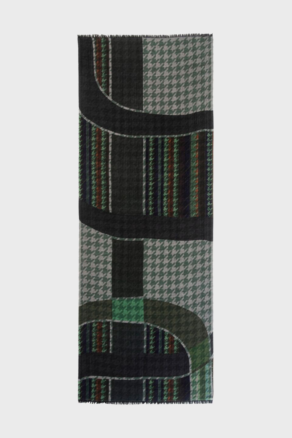 Agnes Maze Houndstooth Wool Scarf