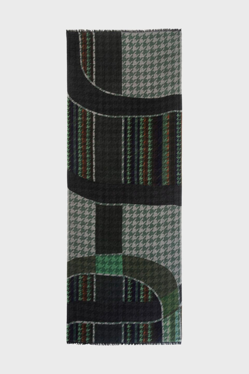 Agnes Maze Houndstooth Wool Scarf