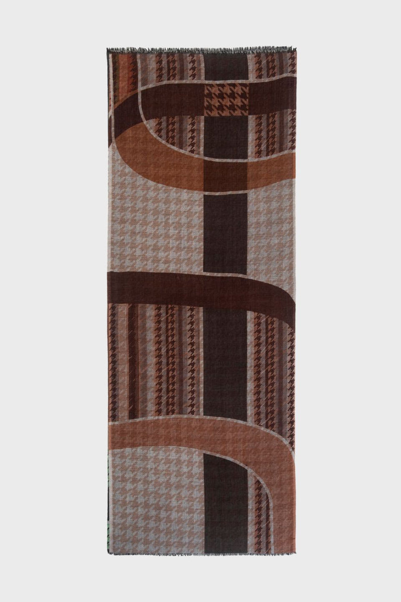 Agnes Maze Houndstooth Wool Scarf