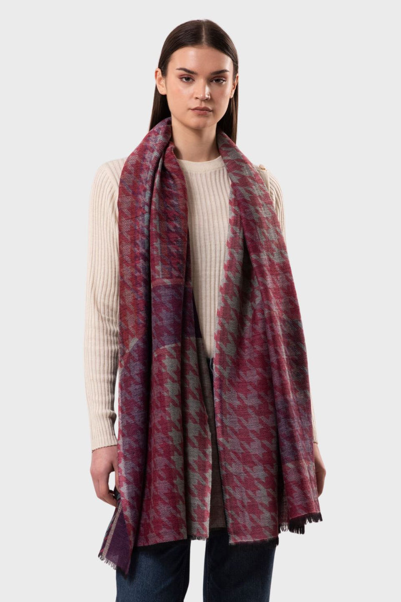Agnes Maze Houndstooth Wool Scarf