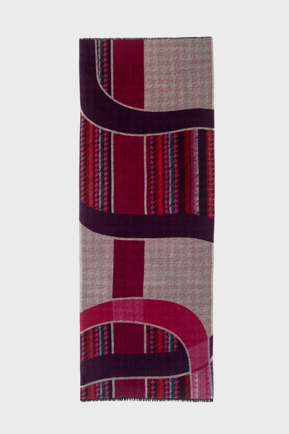 Agnes Maze Houndstooth Wool Scarf