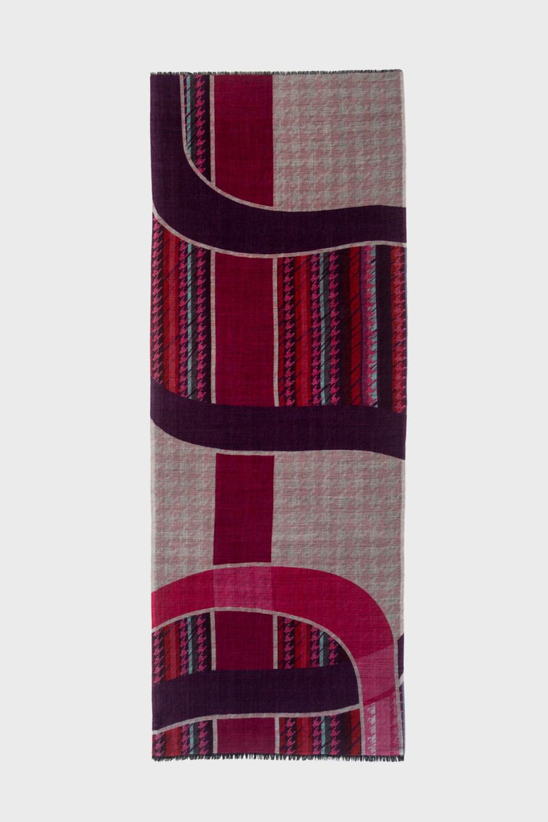 Agnes Maze Houndstooth Wool Scarf