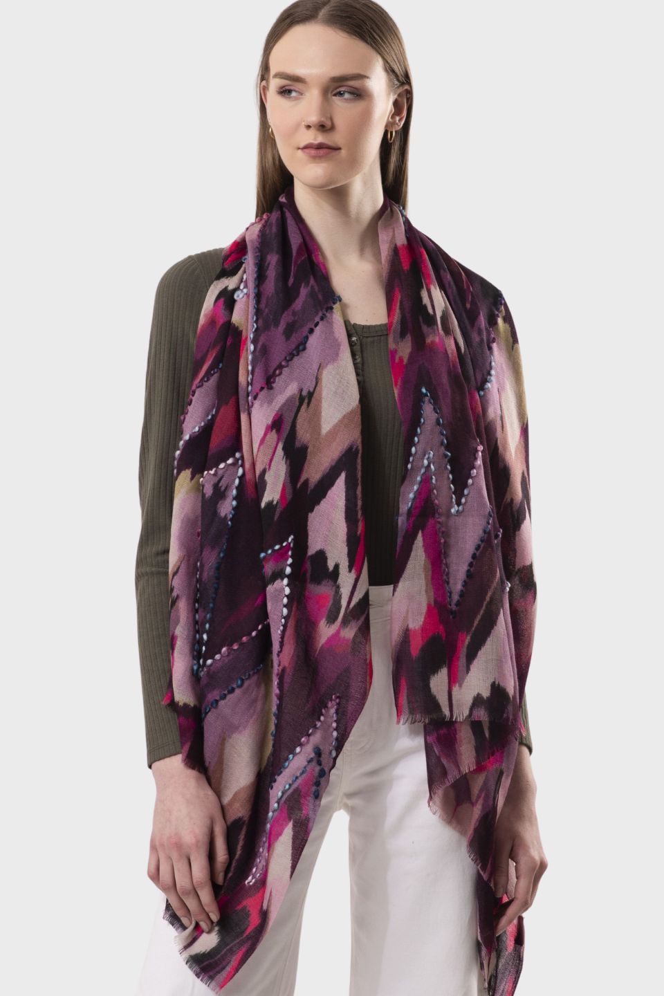 Sienna Wool Embroidery Scarf