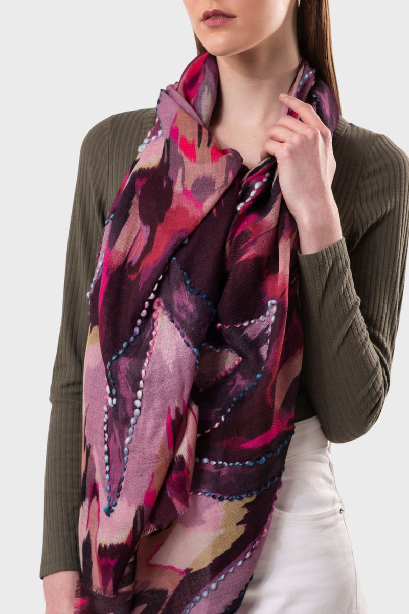 Sienna Wool Embroidery Scarf