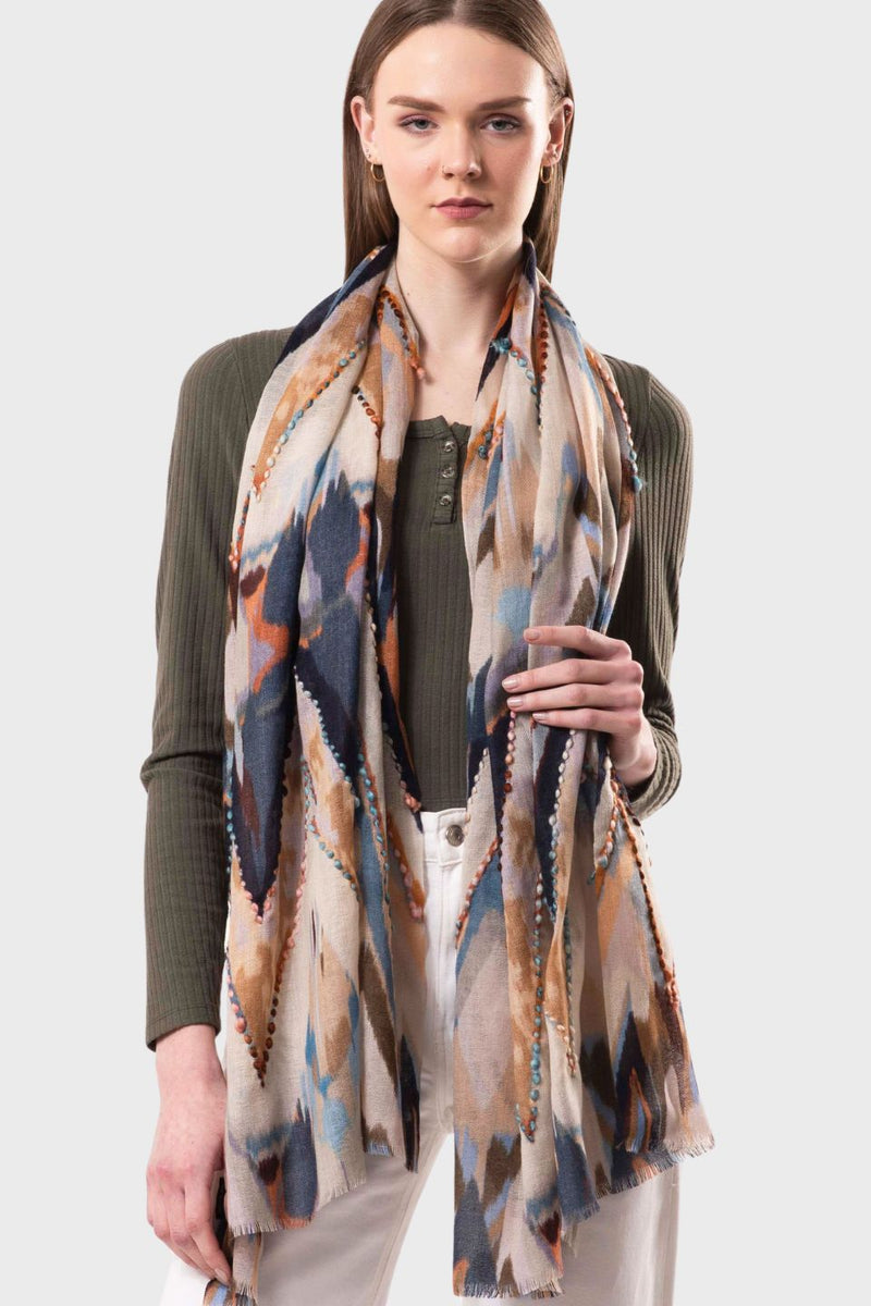 Sienna Wool Embroidery Scarf