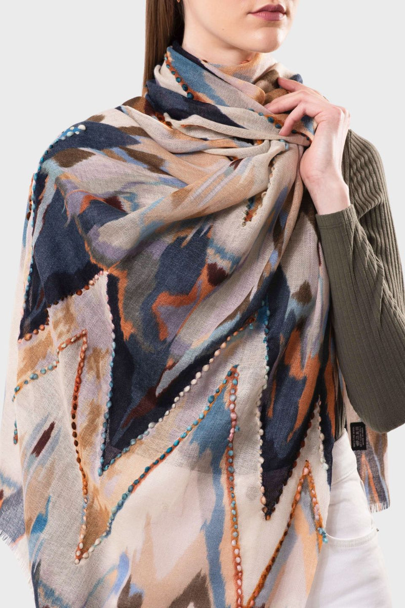 Sienna Wool Embroidery Scarf