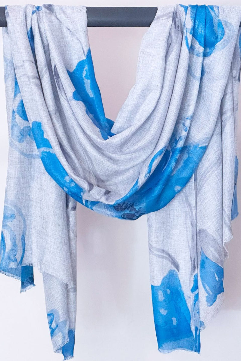 Poppy Flower Print Modal Cashmere Scarfe