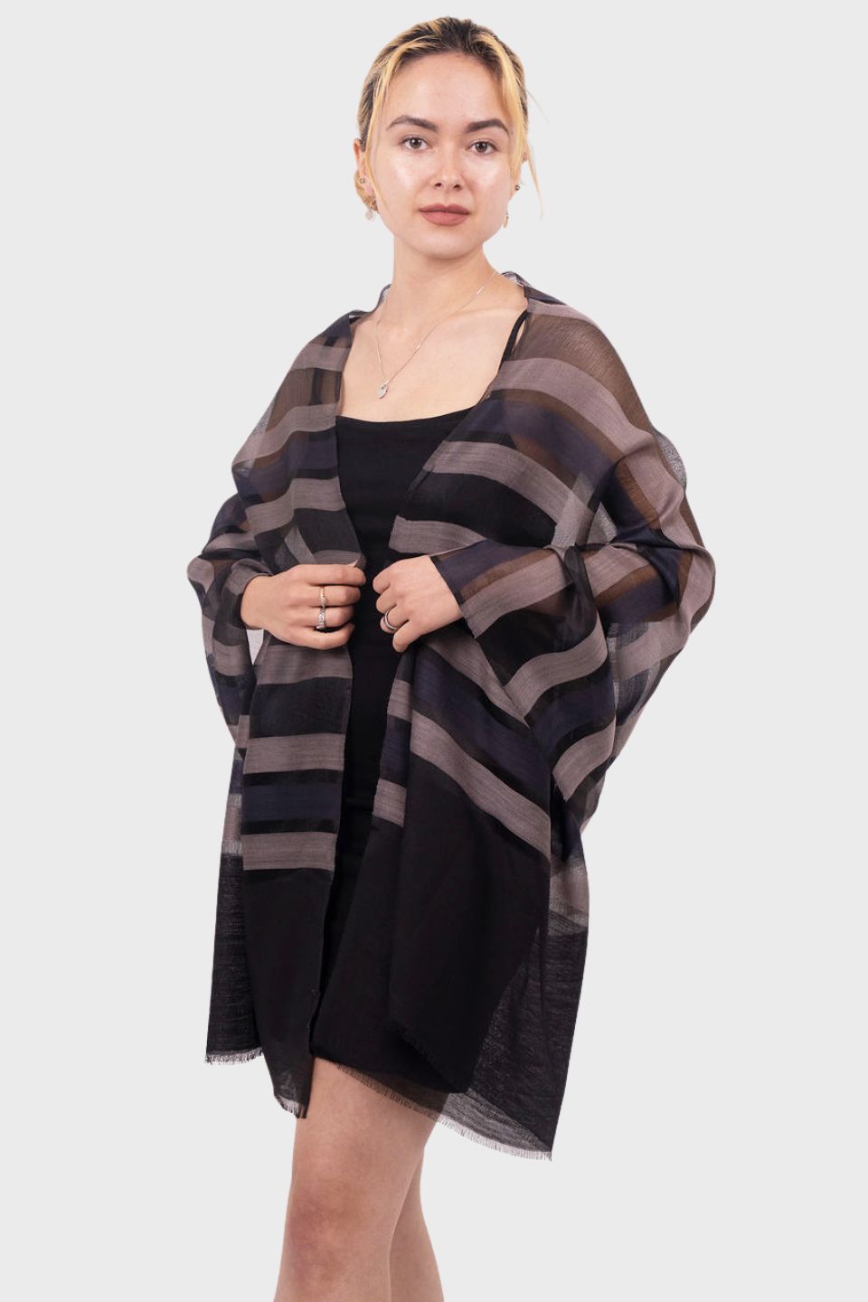 Mae Stripes Wool Silk Scarf